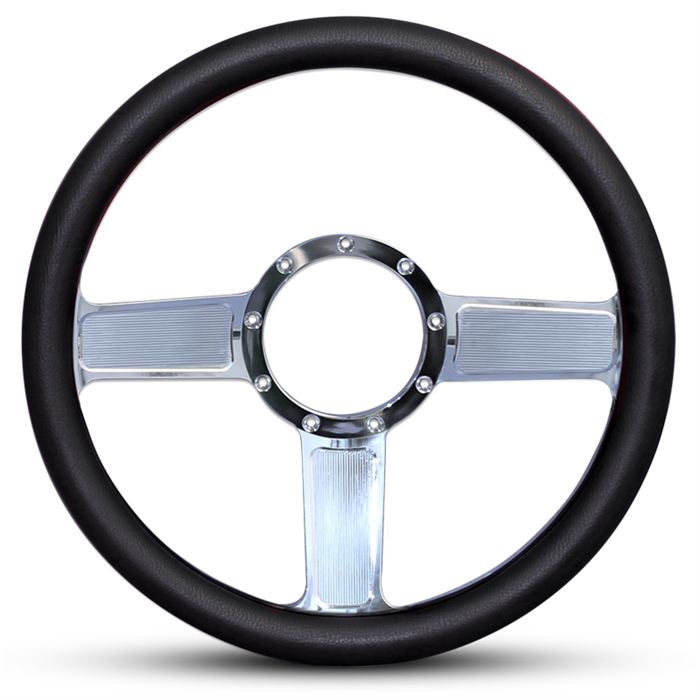 Fare nominelt have på Linear Billet Steering Wheel 13-1/2" Clear Coat Spokes/Black Grip