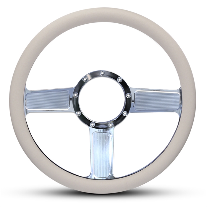 Hylde solidaritet abort Linear Billet Steering Wheel 13-1/2" Clear Coat Spokes/White Grip